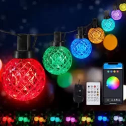20 LED интелигентни топчета, Светлини с кристална топка за коледна украса