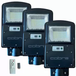 3 броя LED Соларна Улична Лампа 300W | Соларна Улична Лампа Cobra 300W