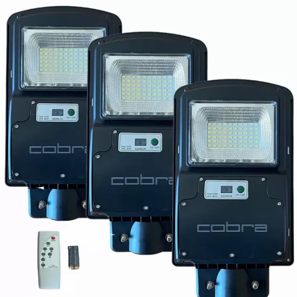 3 броя LED Соларна Улична Лампа 300W | Соларна Улична Лампа Cobra 300W