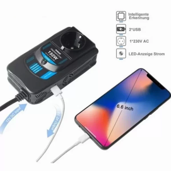 300W автомобилен инвертор 12V DC към 230V AC преобразувател