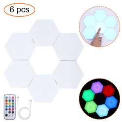 6 бр. RGB Квантови Стенни Лампи | Шестоъгълна Модулна Стенна Лампа Touch Light