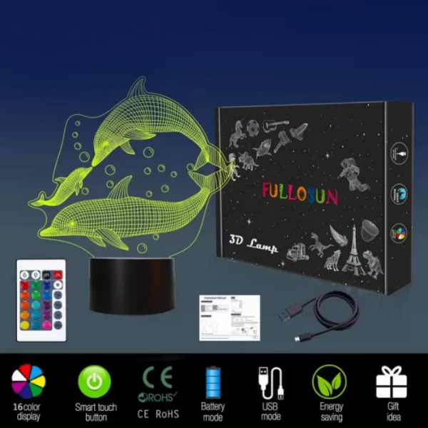 Холограмна LED лампа CREATIVE 3D RGB