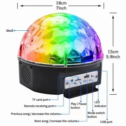 Диско LED лампа с тонколона и Bluetooth