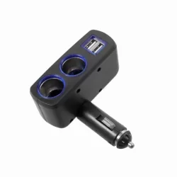 Двоен разклонител за запалка + 2бр. USB