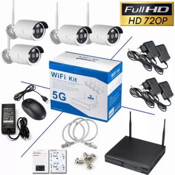 FULL HD 5MP безжична, външна, водоустойчива система за видеонаблюдение 1080P Wifi NVR с двупосочно аудио