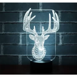 Холограмна LED Лампа CREATIVE 3D Елен | Детска Нощна 3D Лампа Елен