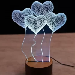 Холограмна LED Лампа CREATIVE 3D Любовни Сърца