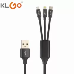 KLGO кабел 3в1 за бързо зареждане, Micro, TYPE-C, IOS