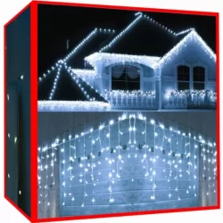 Коледни лампички - висулки 300 LED, Студено бяло, 31V, 15 метра