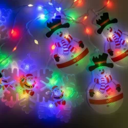 Коледни LED висулки, 3D фигури на снежен човек и снежинка