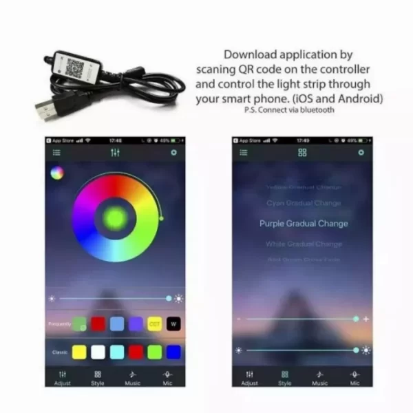 Самозалепваща RGB LED Лента, 5 метра