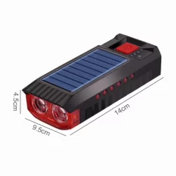 LED соларен фенер и клаксон за велосипед с USB акумулаторна батерия