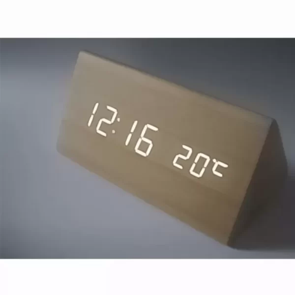 LED Цифров Дървен Будилник | Настолен Дървен Часовник с LED Светлина