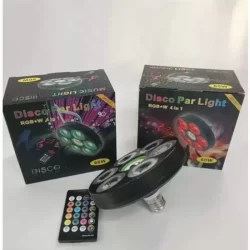 Многофункционална LED RGB+W Диско Лампа 4 в 1 с фасунга и дистанционно