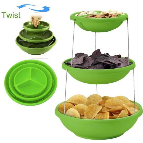 СГЪВАЕМИ КУПИ TWIST FOLD. Сгъваеми купи. Сгъваеми парти купи. Поднос на 3 нива с купи InnovaGoods Twist & Fold