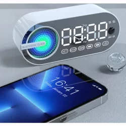Радиочасовник, Bluetooth високоговорител, FM радио, LED дисплей, Мини будилник, Музикален плейър за пътуване