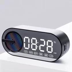Радиочасовник, Bluetooth високоговорител, FM радио, LED дисплей, Мини будилник, Музикален плейър за пътуване