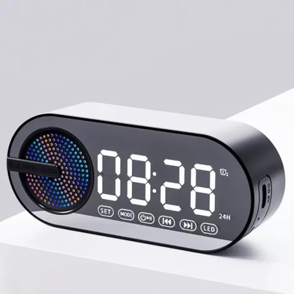 Радиочасовник, Bluetooth високоговорител, FM радио, LED дисплей, Мини будилник, Музикален плейър за пътуване