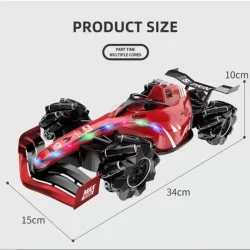 Радиоуправляема дрифт кола с LED светлини, кола с дистанционно управление 4WD 2.4GHz, 360°Въртяща се RC състезателен автомобил Формула 1