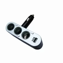 Разклонител за автомобилна запалка с твърдо рамо + USB, 0100