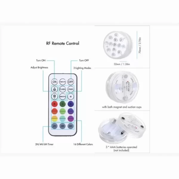 RGB потопяеми LED светлини | Водоустойчива цветна лампа за чай