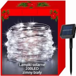 Соларни коледни лампички - 100LED, Бели, 12 метра