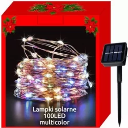 Соларни коледни лампички - 100LED, Многоцветни, 12 метра