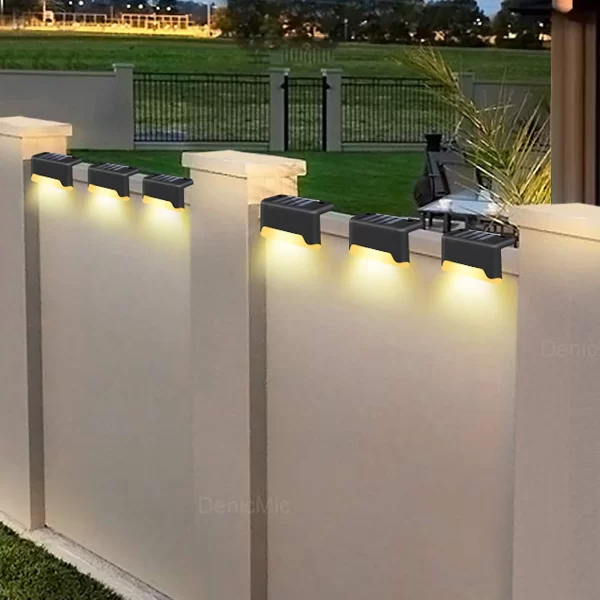 Соларни LED лампи за стъпала, парапети или тераса, 4 бр.