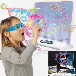 Светеща неонова дъска за рисуване с 3D очила