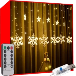 Светеща завеса, 138 LED, USB, Топло бяло, 5 метра
