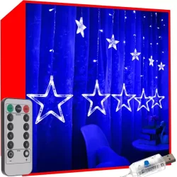 Светеща завеса, Звезди, 138LED, USB, Студено бяло, 5 метра