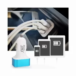 Троен USB адаптер за автомобилна запалка 2.1A, 2A, 1A