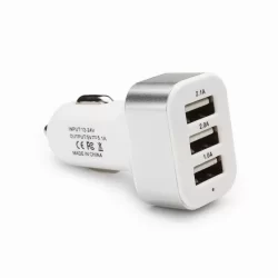 Троен USB адаптер за автомобилна запалка 2.1A, 2A, 1A