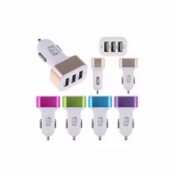 Троен USB адаптер за автомобилна запалка 2.1A, 2A, 1A