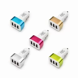 Троен USB адаптер за автомобилна запалка 2.1A, 2A, 1A