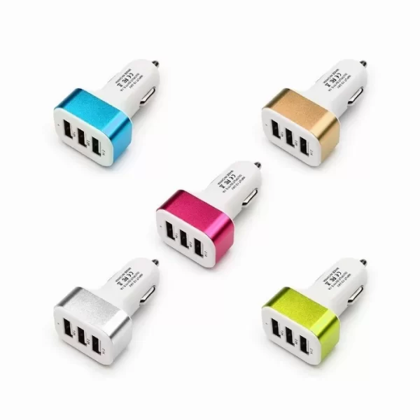Троен USB адаптер за автомобилна запалка 2.1A, 2A, 1A