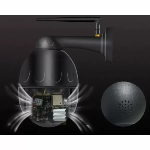 Външна 5MP Wifi камера за домашна сигурност с 8X оптично увеличение, черна
