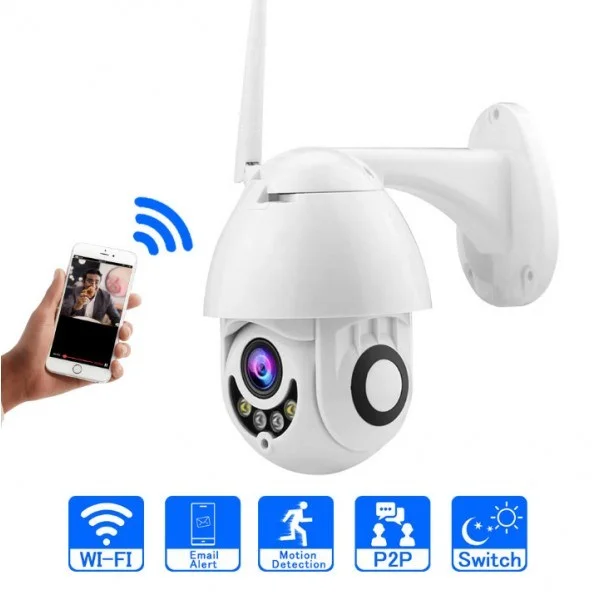 Външна PTZ WiFi FULL HD Камера 360° Водоустойчива 5MP 1080P