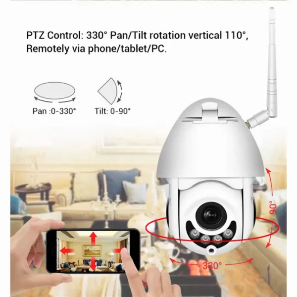 Външна PTZ WiFi FULL HD Камера 360° Водоустойчива 5MP 1080P